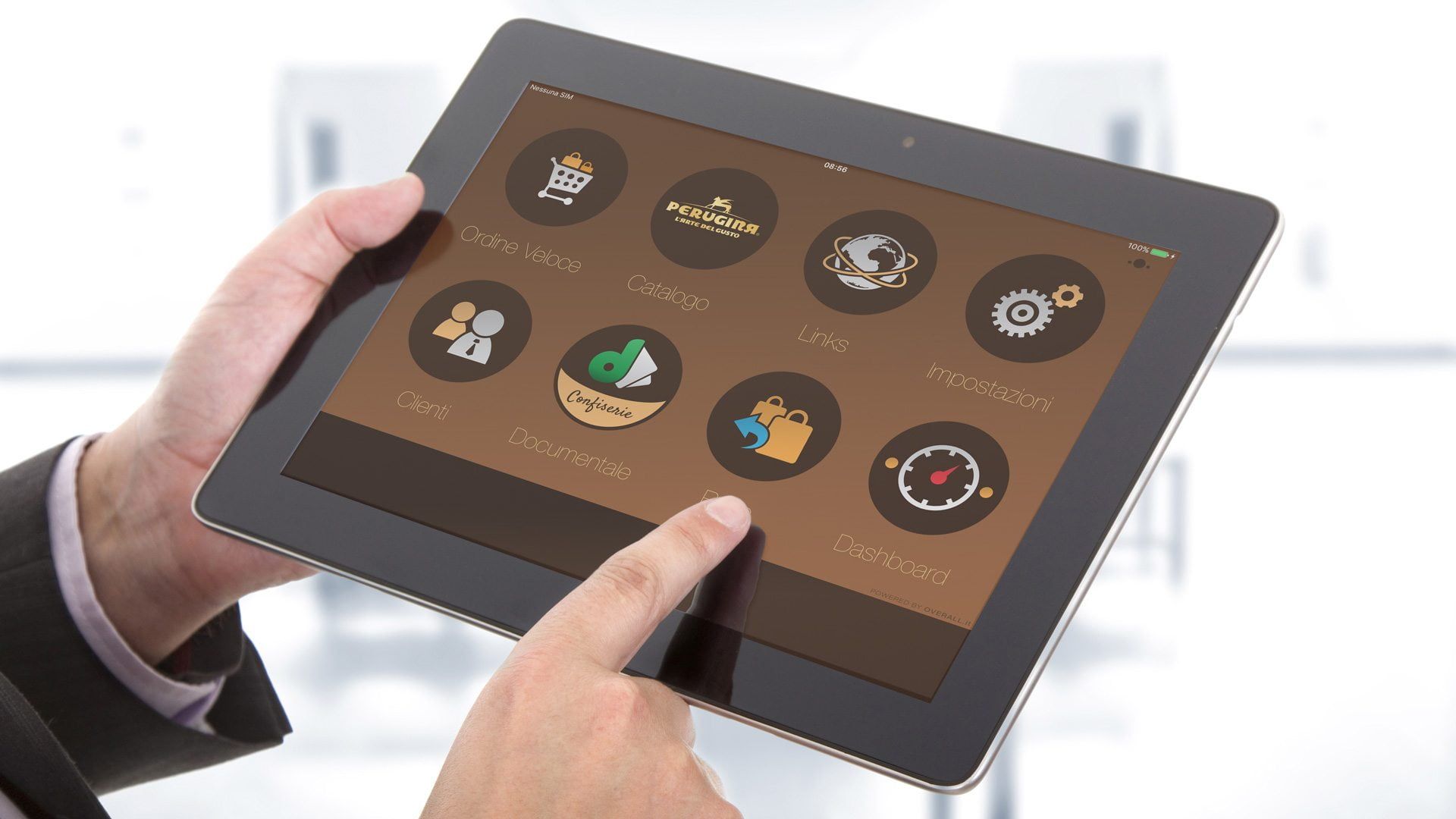 Interfaccia dell'app DSALES su tablet per la forza vendita